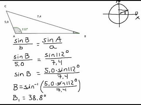 Trigonometri: Sinussetningen: eksempel på å finne vinkel