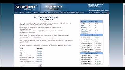 Protector UTM Anti Spam Configuration White Listing