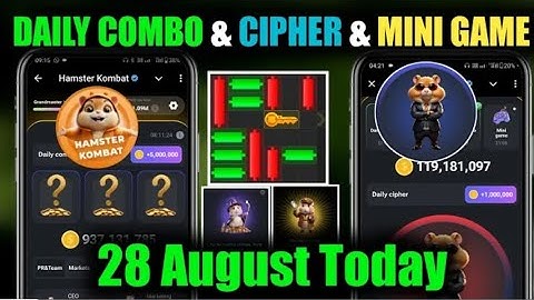 28 August Daily Combo & Cipher Code & Mini Game Hamster Kombat | Daily Combo & Mini Game 28 August