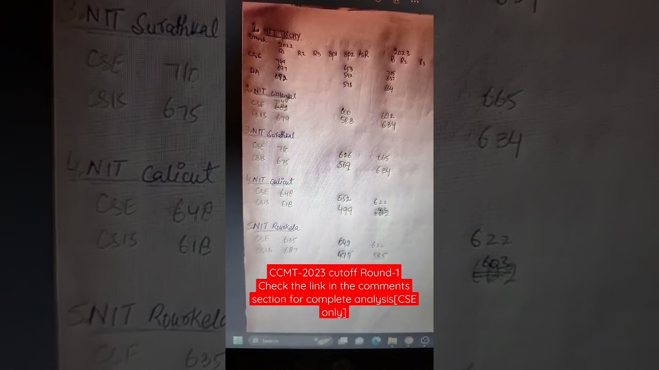 CCMT CUTOFF ROUND 1 || GATE 2023 NITs cutoff 