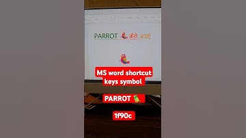 MS word Symbol shortcut keys PARROT 🦜| #msword #parrot #shortcutkeys #symbols #tricks #viralshorts