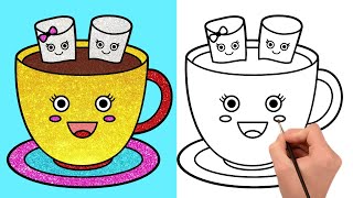 Hot Chocolate Latte Drawing | How to Draw | Cute Drawing | Chiki Doodle