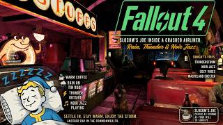 🔴Fallout 4 Ambience | Slocum's Joe Inside a Crashed Airliner | Rain &amp; Noir Jazz (10 Hours)