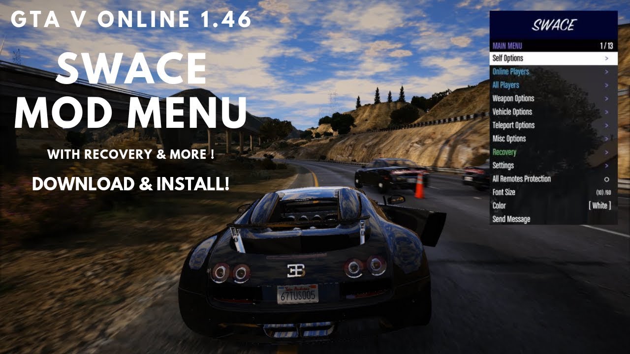 GTA V ONLINE 1.46 FREE Undetected + Recovery Mod Menu - SWACE MENU