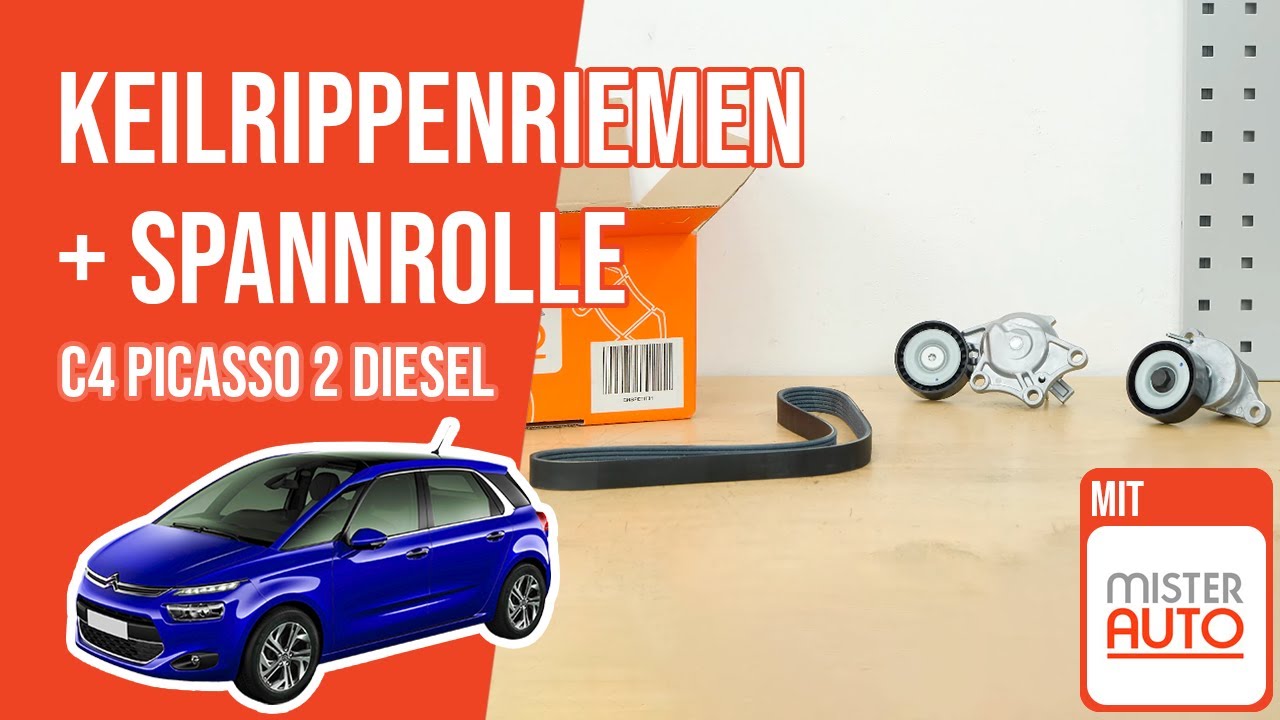 Wie C4 Picasso 2 1.6 HDI Keilrippenriemen mit Spannrolle wechseln 🚗
