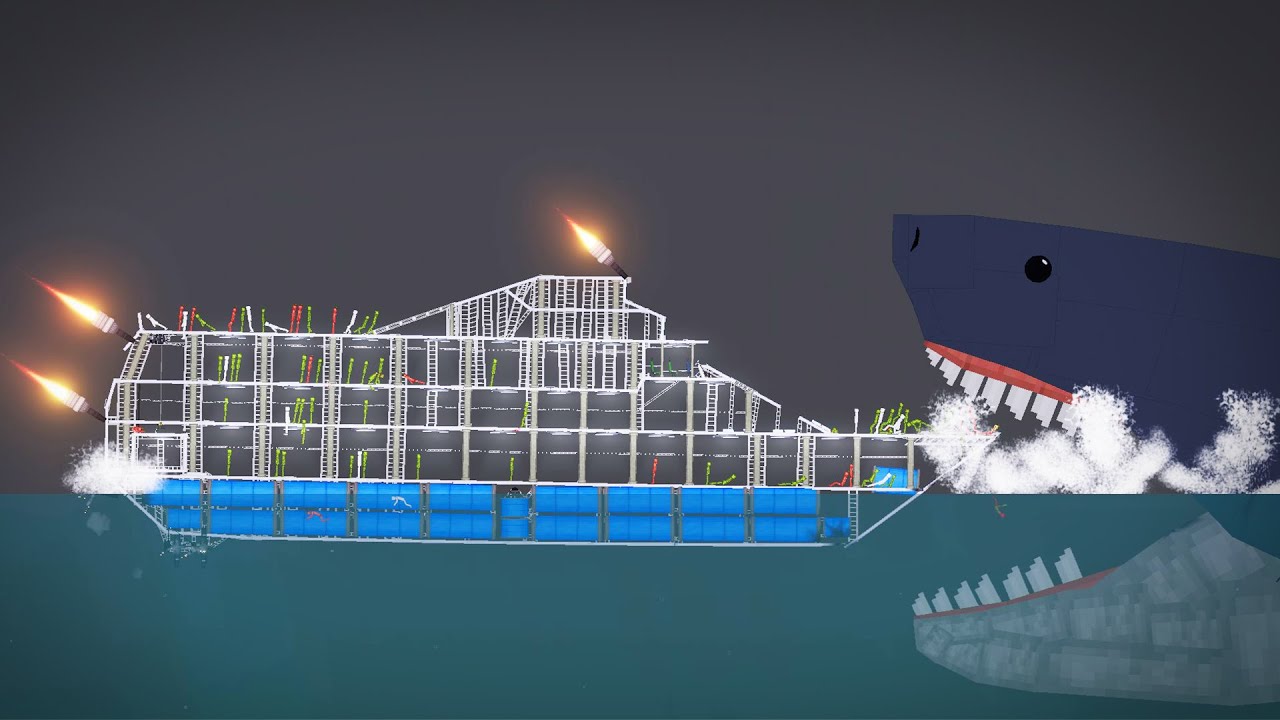 Megalodon Attacks Boats and Ships in People Playground - YouTube