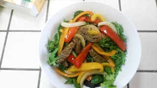 Ingredients 1 lb beef fajitas t onion powder paprika 1/2 garlic lawrys
seasoning salt 2 olive oil for frying of each- onion, green, ...