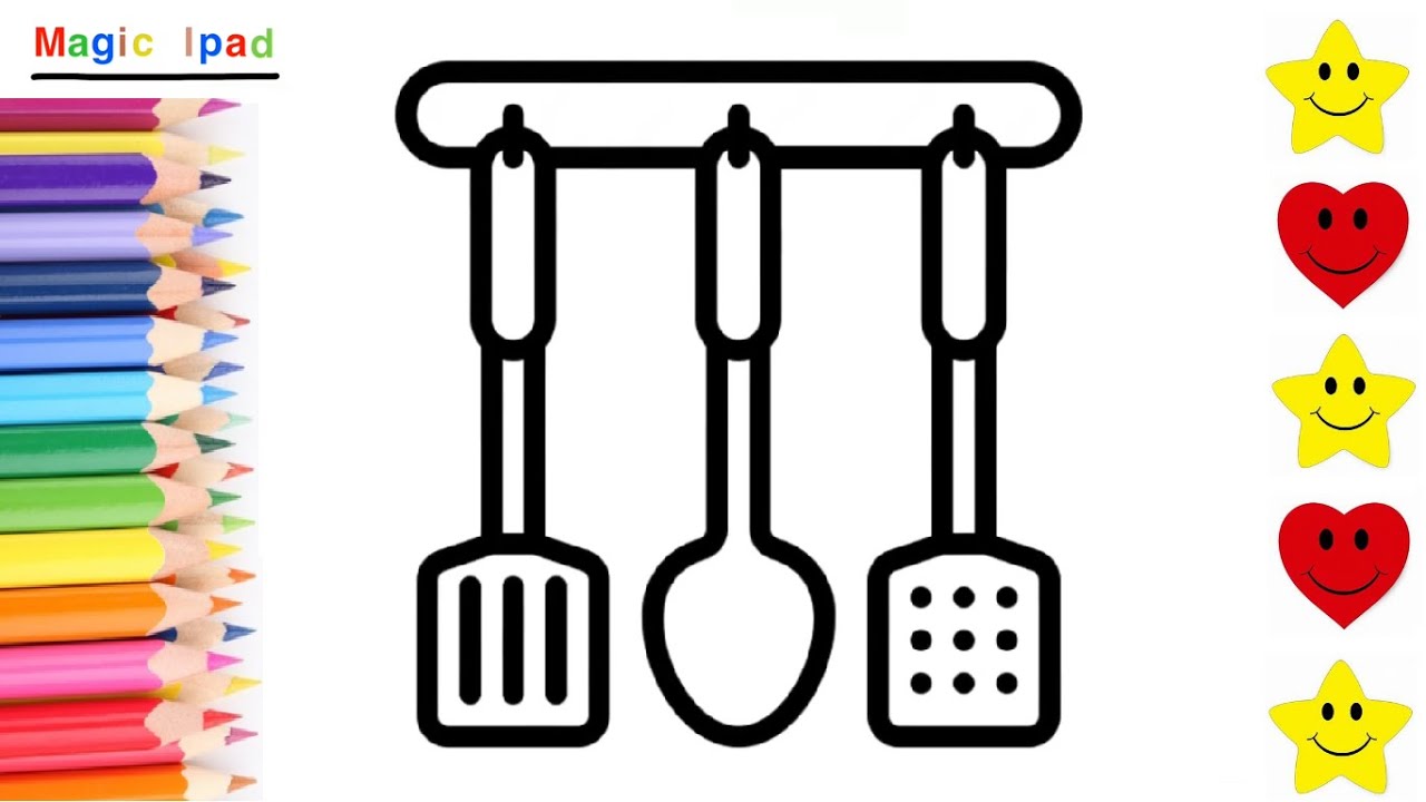Como dibujar UTENSILIOS DE COCINA | dibujos para niños 💓⭐ How to draw