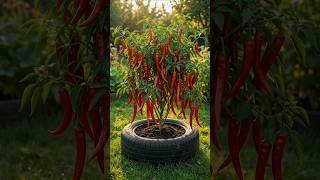 This Tiny Red Chili Plant Is Loaded! 🌶️|How to Grow Red Chilies From Seeds |  #garden #shorts #viral