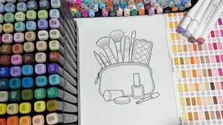 Makeup Bag Coloring Page Satisfying Ohuhu Marker Coloring