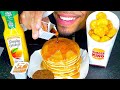 ASMR BURGER KING BIG BREAKFAST PANCAKES HASH BROWNS SAUSAGE ORANGE JUICE MUKBANG EATING SHOW JERRY