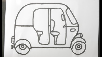 How to draw Auto Rickshaw very easy || Easy drawing three wheeler step by step tutorial