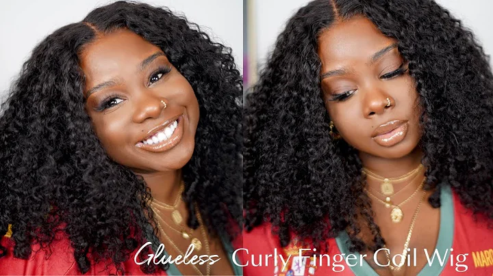 😍 SUPER NATURAL Glueless Curly Finger Coil Wig Ft UNiCE Hair