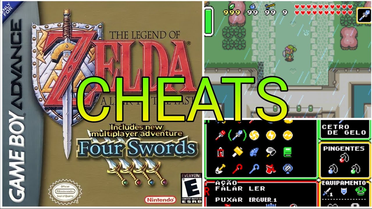 Cheats codes ,gameshark y algunos trucos para el gba - cheats legend of zelda  a link to the past. Enable Code (Must Be On)000039C7 000A 10068310  00071Access Four Swords Dungeon830031D8 00082Have All