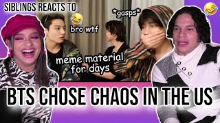 Siblings react to 'BTS chose CHAOS in the US' 😂😁