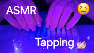 ASMR tapping with long nails, no talking (wood, plastic, box, cat, kindle)