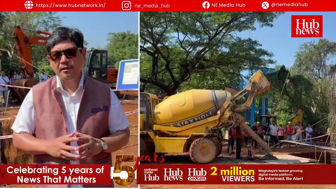 Conrad Sangma poured the first concrete for the Tura Additional Secretariat Complex foundation