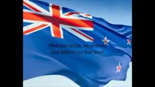 National anthem of new zealand - "god defend / aotearoa" includes
lyrics in both maori and english. for the instrumental version:
https://www.you...