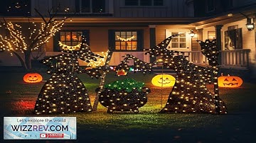 Glitzhome Set of 3 Lighted Halloween Outdoor Decoration Pre lit 2.5D Witches