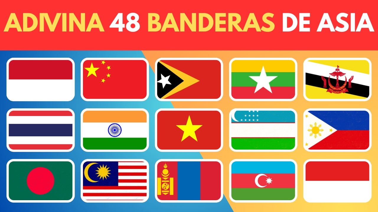 ¿Puedes nombrar las 48? 🌏 Solo el 1% logra completar este Test de Banderas de ASIA.