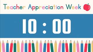 10 Minute Timer | With Upbeat Playful Music & Alarm Bell | Teacher Appreciation Week 🍎 📚