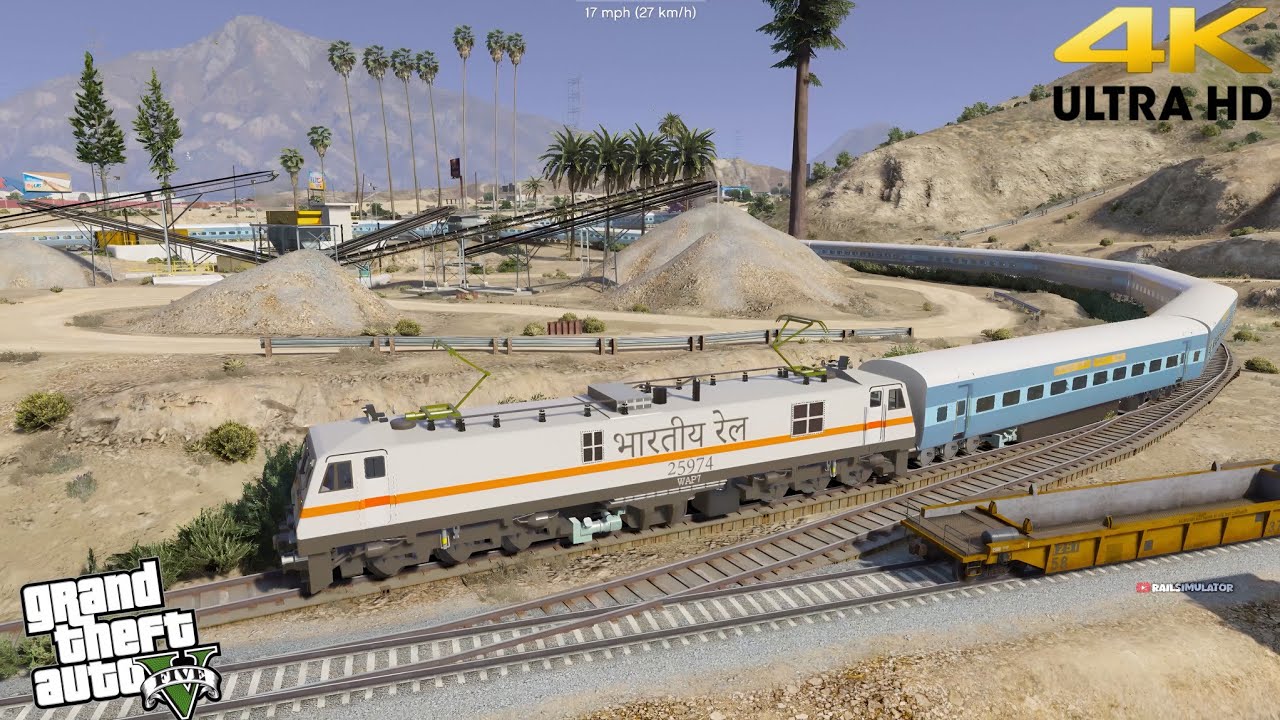 GTA 5 Ultimate Train Mod | Long Indian Passenger Train Chase with WAP-7 & 30 ICF Coaches