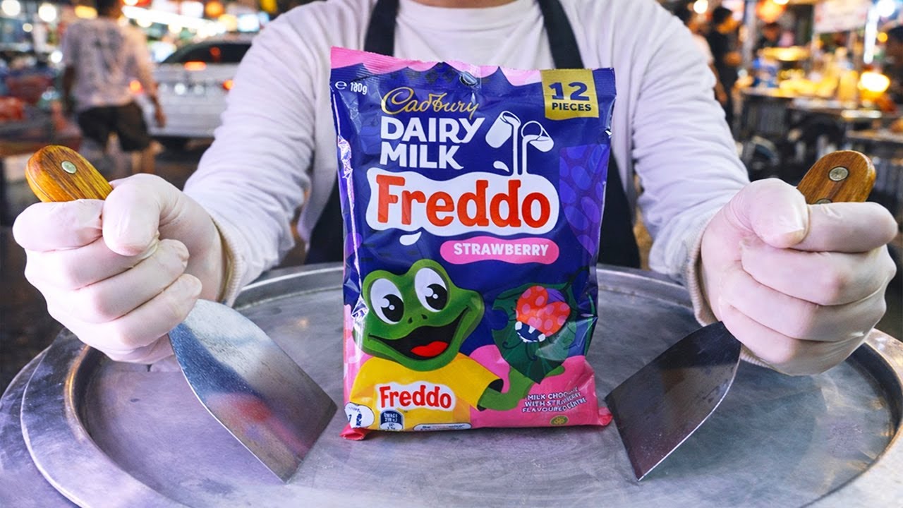 Cadbury Dairy Milk Chocolate ice cream rolls street food ASMR - ايس كريم رول كادبوري شوكلت