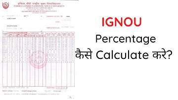 IGNOU Percentage calculator | how to calculate IGNOU percentage? IGNOU marksheet sample image