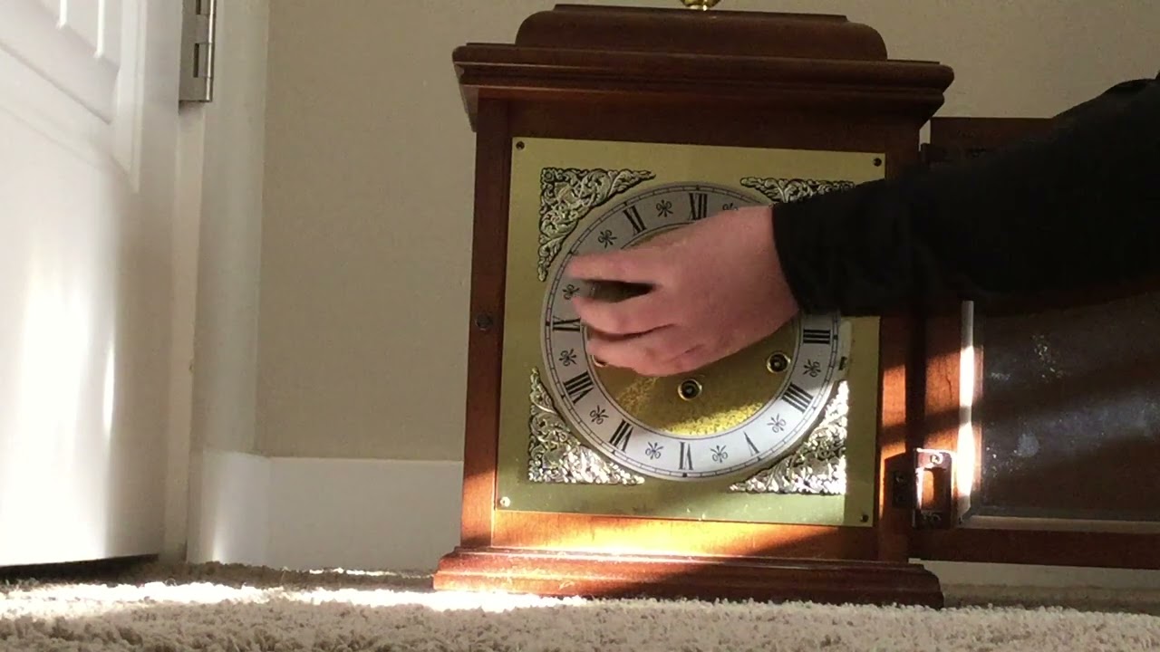 Rigeway triple chime mantel clock with Franz Hermle movement.