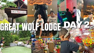 DAY OF FAMILY FUN - GREAT WOLF LODGE VLOG DAY 2 | BREAKFAST BUFFET TOUR, GAMES, WATERPARK