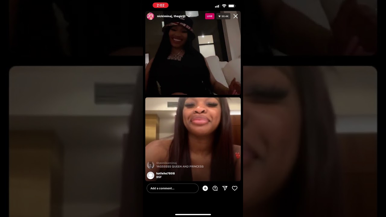 Nicki Minaj live on IG tonight with guest Stevie j and Jt