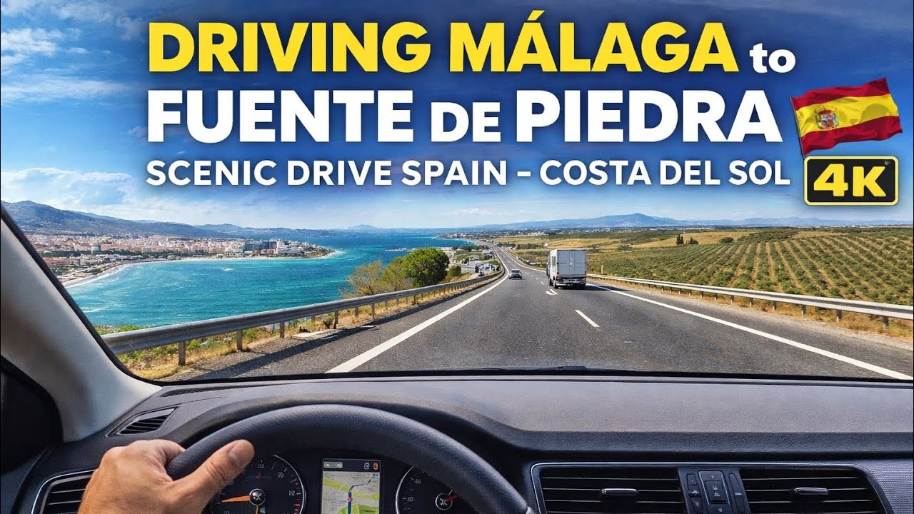 Driving Málaga to Fuente de Piedra 4K | Scenic Drive Spain – Costa del Sol