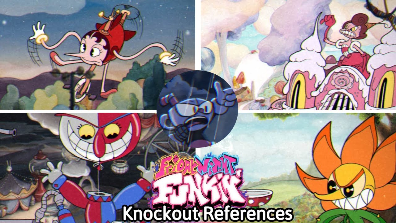 Knockout - References Replaced With Their Original Songs! | Friday Night Funkin' Indie Cross Cuphead