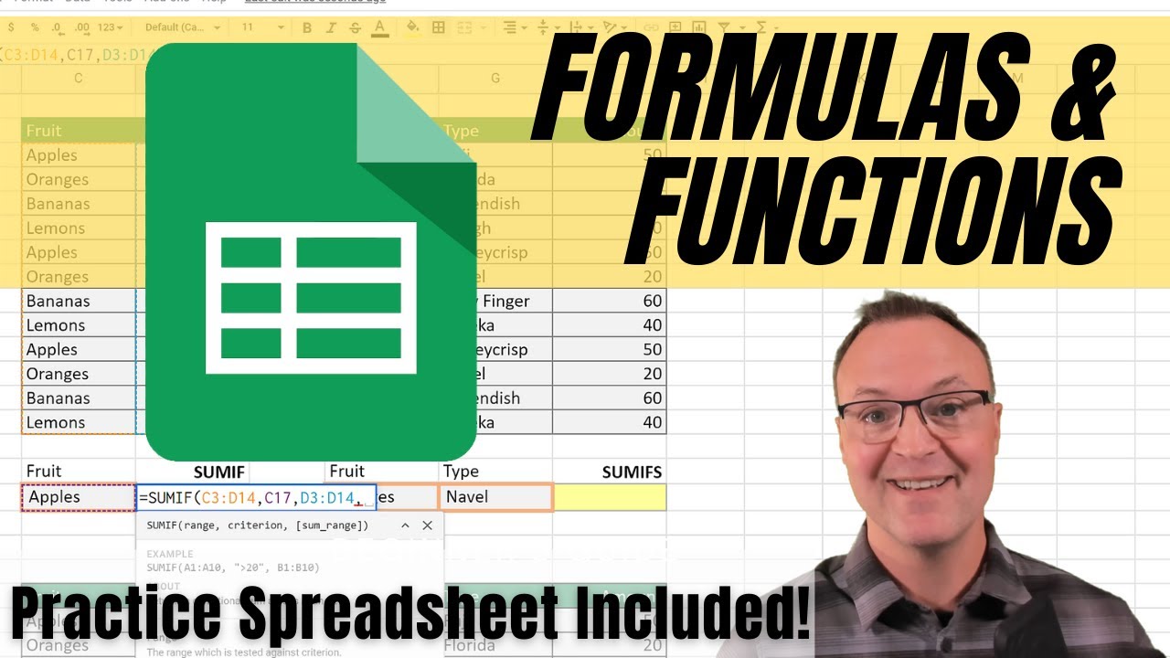 How To Use Formulas And Functions In Google Sheets YouTube How To Use Formulas And Functions In Google Sheets YouTube