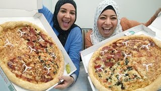 تحدي علي اكبر بيتزا في العالم 💃والعقاب فاجأتها بيه