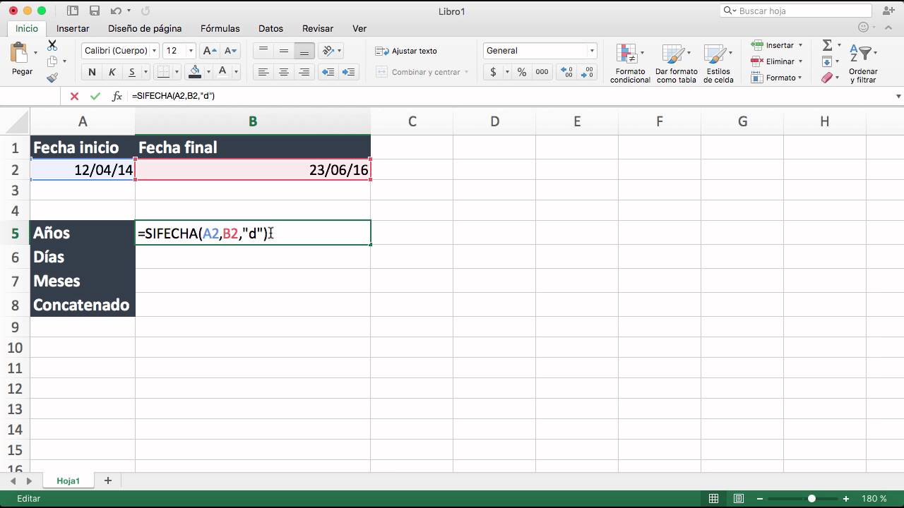 Formula Para Sacar Diferencia De Fechas En Excel Esta Diferencia