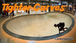 Learn To Carve Turns Tighter and Improving Pumping On A Skateboard In A Pool Bowl (Black Pool)
