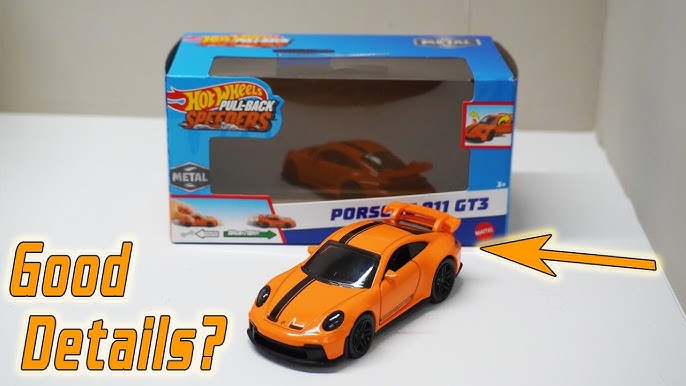 Hot Wheels Pull-back Speeders Porsche 911 GT3 Orange open door diecast 1:43