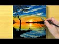 Sunset on the Lake / Acrylic Painting / STEP by STEP #241 / 호수풍경 아크릴화