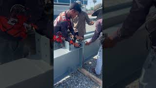 Steel frame installation #automobile #construction #heavycivil #excavator  #landscape #satisfying