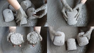 ASMR dusty soft gritty sand cement water crumbling | smashing dipping | ASMR cement