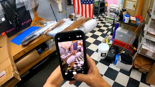 POV Fedex retail store Packing and shipping with USPS UPS Back room cleanup started Nick A