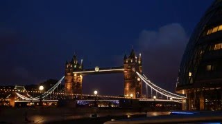 Sunset time lapse of Tower Bridge and City Hall
