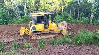 trator de esteira D51 komatsu ajeitando entrada de chão