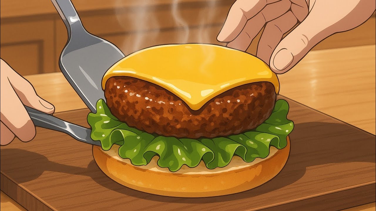 Ultimate ASMR Veggie Burger 🍔 | Glossy Anime Cooking Animation - YouTube