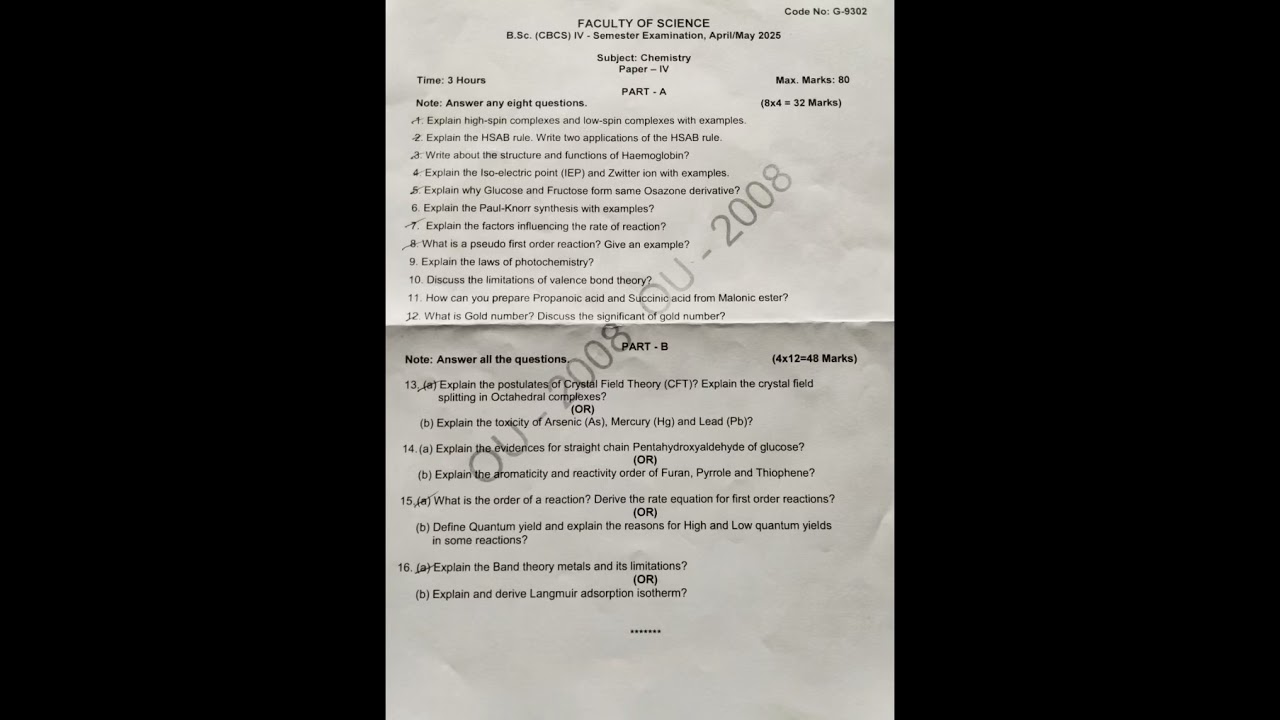 ou degree 4th sem chemistry question paper april/may-2025 