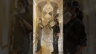 Royal Staircase Painting ✨ Luxury Interior Makeover 😍 #shorts #shorts #painting #interior #ytshorts