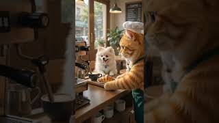 Brewing happiness, one paw at a time! ☕😺#CatCafe #CuteAnimals #AIContent #ViralVideo#Viralaifactory