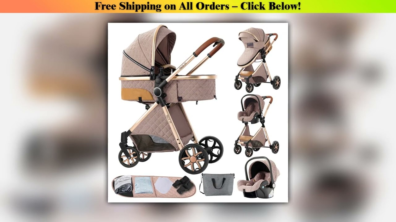 Portable 3 in 1 Baby Stroller with Car Seat Foldable Baby Pram Lightweight Infant Pushchair Travel