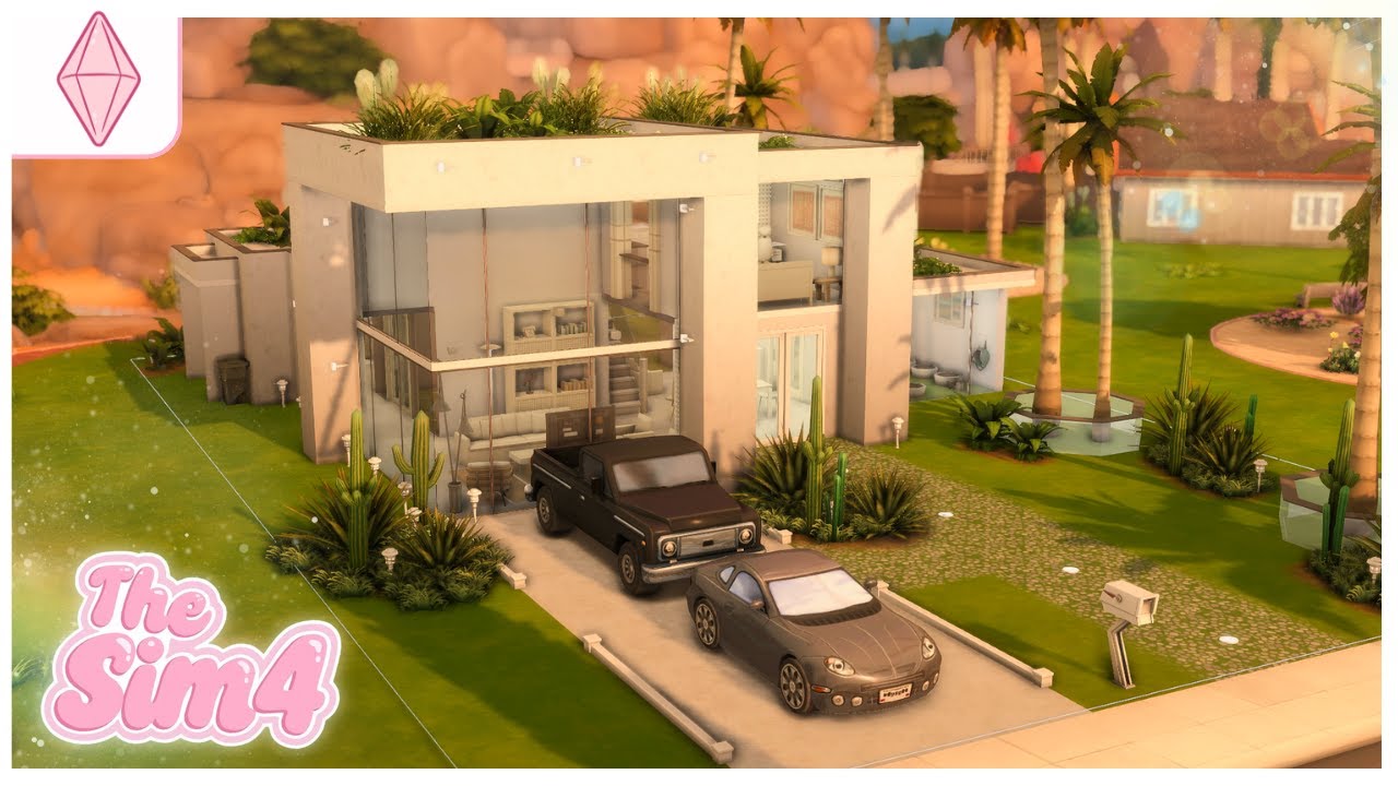 I Built A Modern Minimalist House Using One Kit ONLY!! | The Sims 4